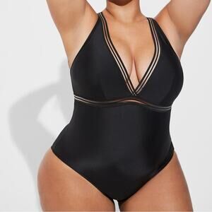 Torrid Black Wireless Elastic Inset One Piece Swimsuit 4X 12710294